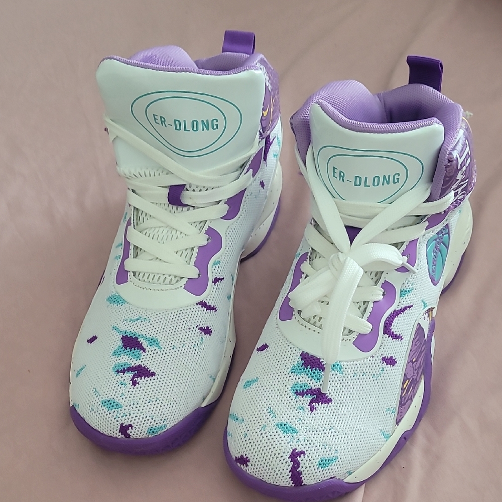 Women's High-Top Sneakers - White and Purple